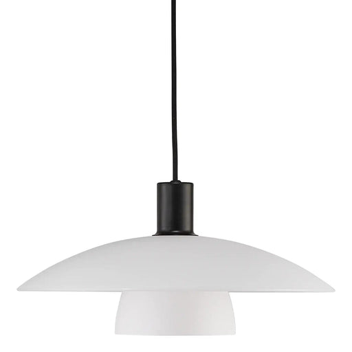 Nordlux VERONA 1 Light Pendant with Two Opal Glass Shade and Black Metal Frame