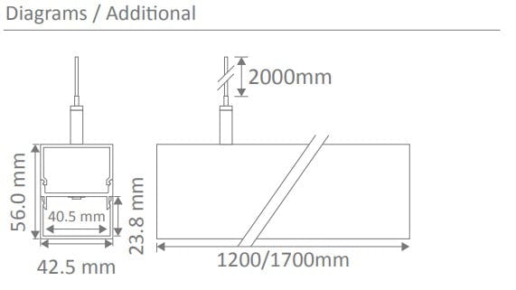 BLOC-42 Linear Pendant IP20 240V 1.2m Batten