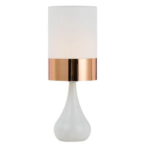 Akira White Table Lamp with White & Copper Shade