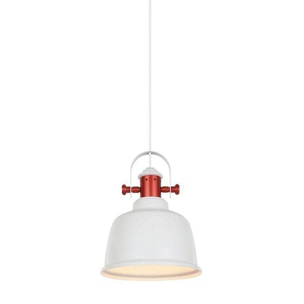 ALTA - Stunning White Bell Shape 1 Light Pendant With Copper Highlights - 225mm CLA