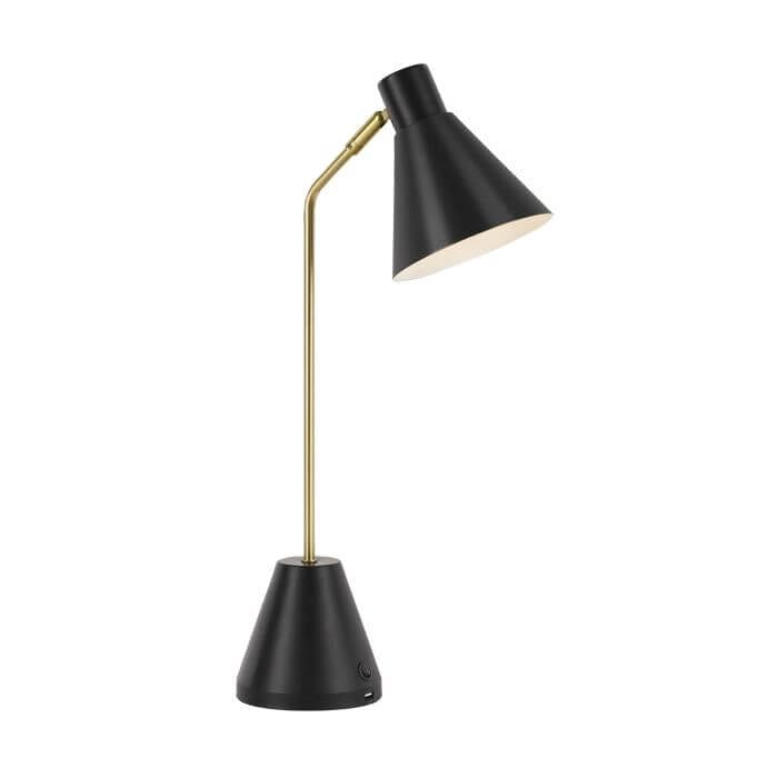 AMBIA - Matt Brass Table Lamp with Black Base & Shade