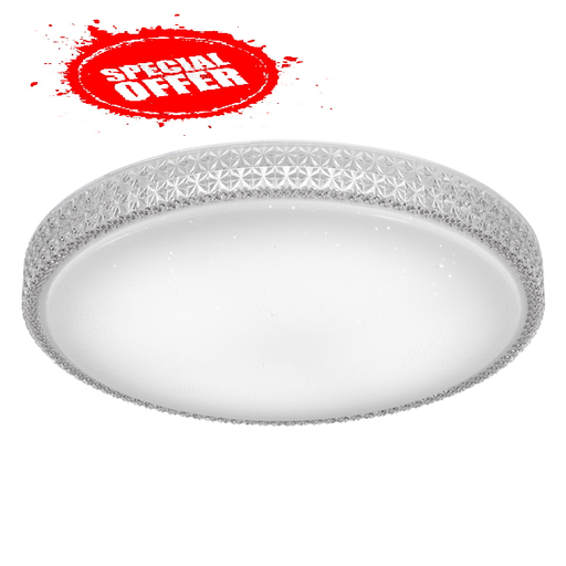 AMELIA - Modern Extra Large Round 50W CCT (Colour Changing) LED Oyster Light Featuring A Decorative Acrylic Shade & RF Remote Telbix