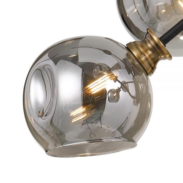 ANNABEL - Stunning Black & Antique Brass 8 Light Pendant Featuring Smoked Glass Lens Telbix