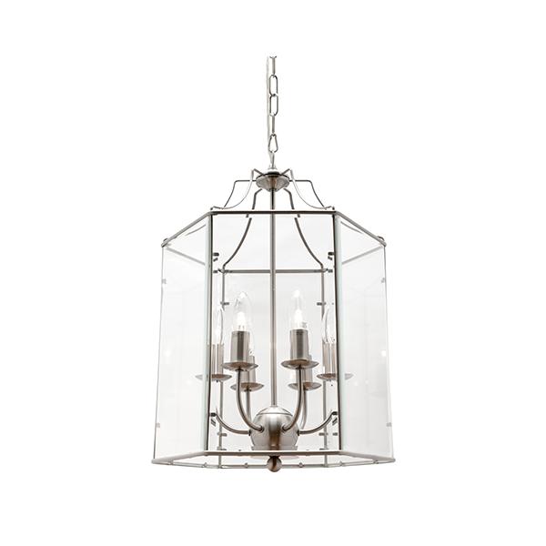 ARCADIA - Traditional 6 Light Clear Bevelled Glass Pendant Cougar