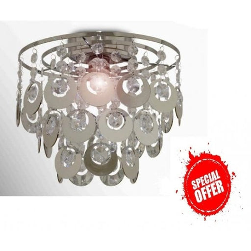 ARIES - Modern Chrome 1 Light DIY Ceiling Fixture With Clear/Chrome Decorative Droplets Telbix