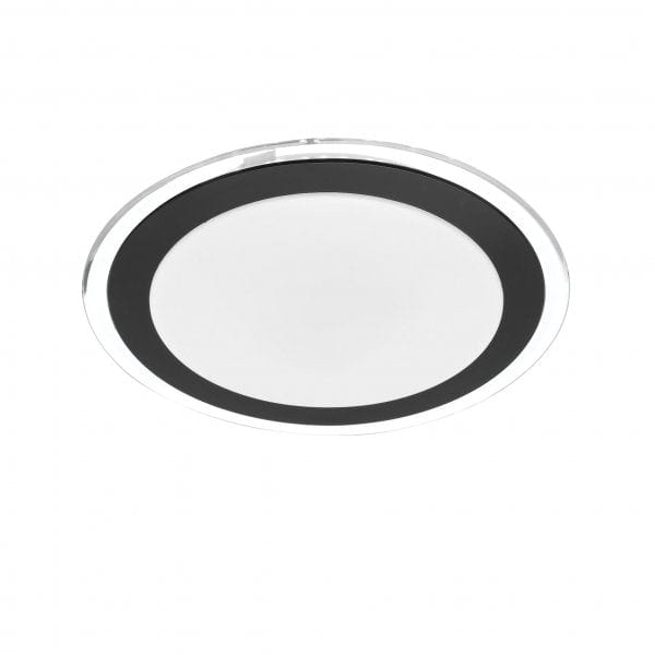 ASTRID - Modern Black 18W Now in CCT (Warm, Cool, Daylight) LED Oyster Light - 1400 Lumens, Opal Diffuser w Black Trim/Clear Surround - Astrid OY33-BK3C Telbix