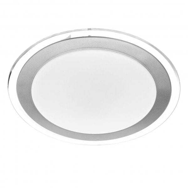 ASTRID - Modern Silver 30W Now in CCT (Warm, Cool, Daylight) LED Oyster Light 2400 Lumens with Opal Diffuser With Silver & Clear Surround - Astrid OY43-SL3C Telbix