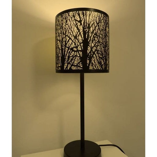 AUTUMN - Stylish Patterned Aged Bronze PC Lined Shade 1 Light Table Lamp CLA