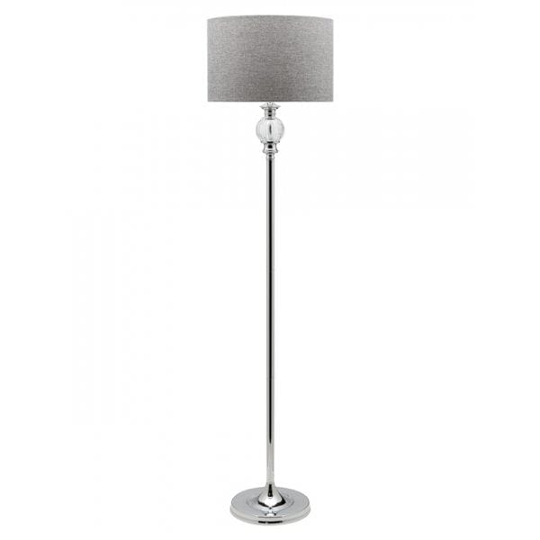 BEVERLY - Chrome 1 Light Floor Lamp With Dark Grey Shade Cougar