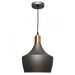 BEVO - Stunning Charcoal Metal Shade 1 Light Pendant Featuring Copper Highlight Cougar