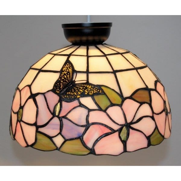 LEADLIGHT - Pink, Lilac & Green Butterfly Lead Light DIY Ceiling Fixture Toongabbie