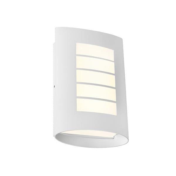 BICHENO - Modern White Metal Frame 8W Warm White LED Exterior Wall Bracket With Opal Acrylic Lens - IP44 (Vertical Mount Only) Cougar