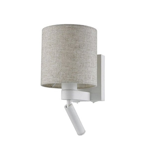 BRIGHTON Modern White Interior Wall Bracket Featuring Cloth Shade & Adjustable Natural White LED Reading Light CLA
