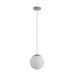 BUBBLE 200mm 1 Light Pendant with Satin Chrome Metalware and Opal Spherical Glass Domus