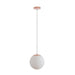 BUBBLE 200mm 1 Light Pendant with Rose Gold Metalware and Opal Spherical Glass Domus