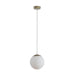 BUBBLE 200mm 1 Light Pendant with Antique Brass Metalware and Opal Spherical Glass Domus