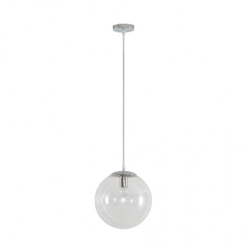 BUBBLE 250mm 1 Light Pendant with Chrome Metalware and Clear Spherical Glass Domus