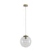 BUBBLE 250mm 1 Light Pendant with Antique Brass Metalware and Clear Spherical Glass Domus