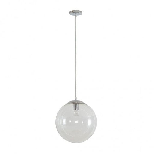 BUBBLE 300mm 1 Light Pendant with Chrome Metalware and Clear Spherical Glass Domus