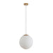 BUBBLE 300mm 1 Light Pendant with Satin Brass Metalware and Opal Spherical Glass Domus
