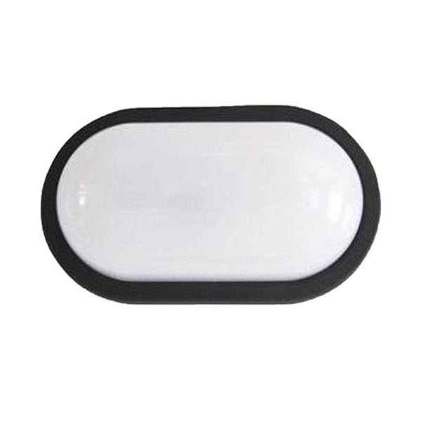 BULK Large Black Oval 20W Warm White LED Exterior Wall/Ceiling Light With Optional Cage Inlcuded - IP65 CLA