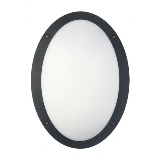 BULK Black Oval 12W LED Exterior Wall/Ceiling Light With Polycarbonate Body & frosted Diffuser - IP66 CLA