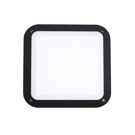 BULK Black Square 12W Cool White LED Exterior Wall/Ceiling Light Featuring Polycarbonate Body & Frosted Diffuser - IP66 CLA