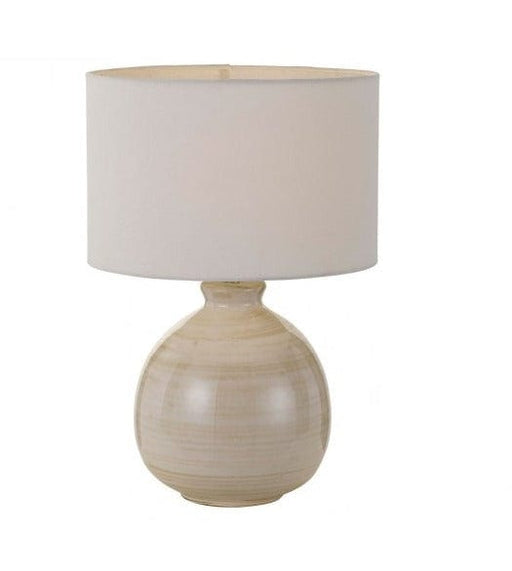 CAREY - Contemporary Amber Base 1 Light Table Lamp With White Shade Telbix