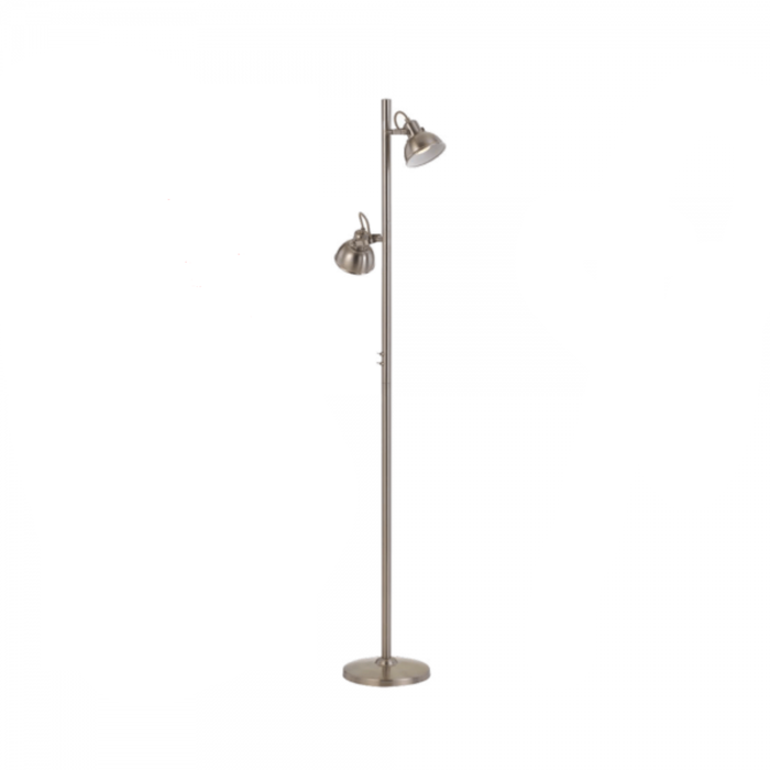 CARSON - Stunning Nickel 2 Light Adjustable Head Floor Lamp Telbix