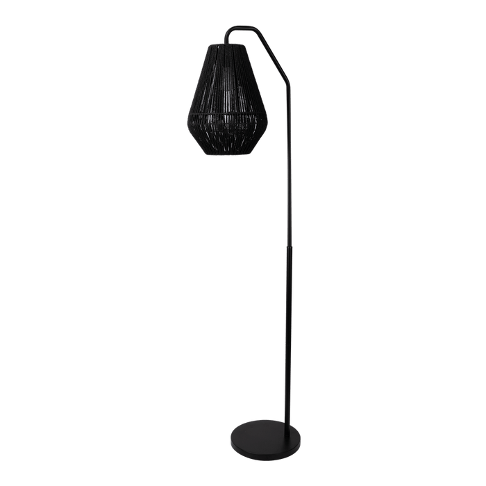 CARTER: Modern Floor Lamp with Black Metalware and Paper Rope Shade  (avail in Black & Natural)
