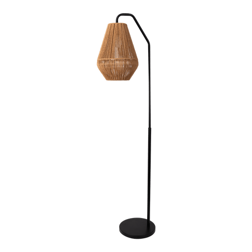 Domus CARTER: Modern Floor Lamp with Black Metalware and Paper Rope Shade (avail in Black & Natural)