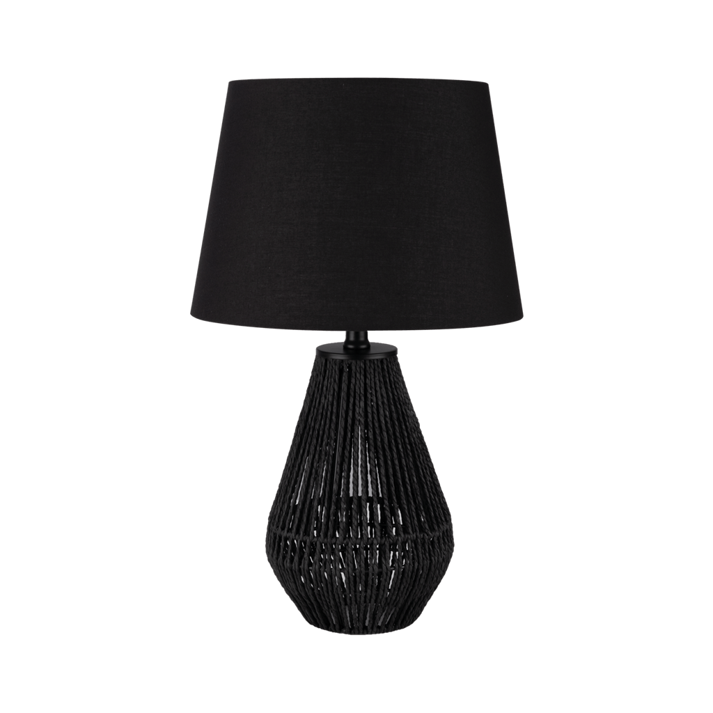 CARTER Modern Table Lamp with Black Metalware and Paper Rope Shade (a