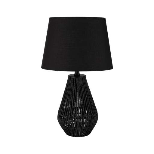 Domus CARTER: Modern Table Lamp with Black Metalware and Paper Rope Shade (avail in Black & Natural)