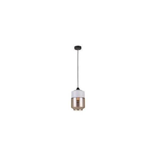 CASA Modern Jar Shape White Top Base 1 Light Pendant With Amber Glass (25W Carbon Lamp Included) CLA