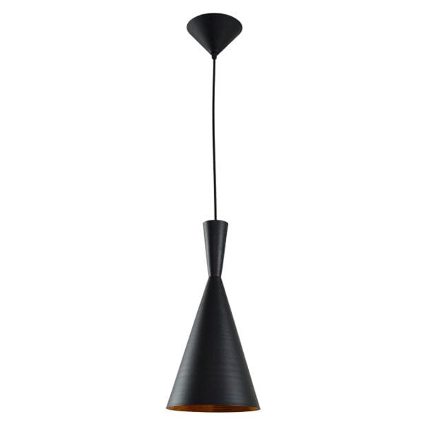 CAVIAR Modern Cone Shaped 1 Light Black Pendant With Gold Interior CLA