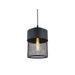 CHESTER - Small Matt Black Wrought Mesh 1 Light Pendant With Cloth Covered Suspension Oriel