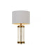 CHRIS - Stunning Antique Brass & Clear Water Glass Base 1 Light Table Lamp With White Shade Telbix