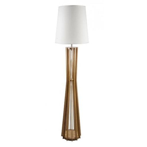 COMO - Modern Timber 1 Light Floor Lamp With Beige Shade Florentino