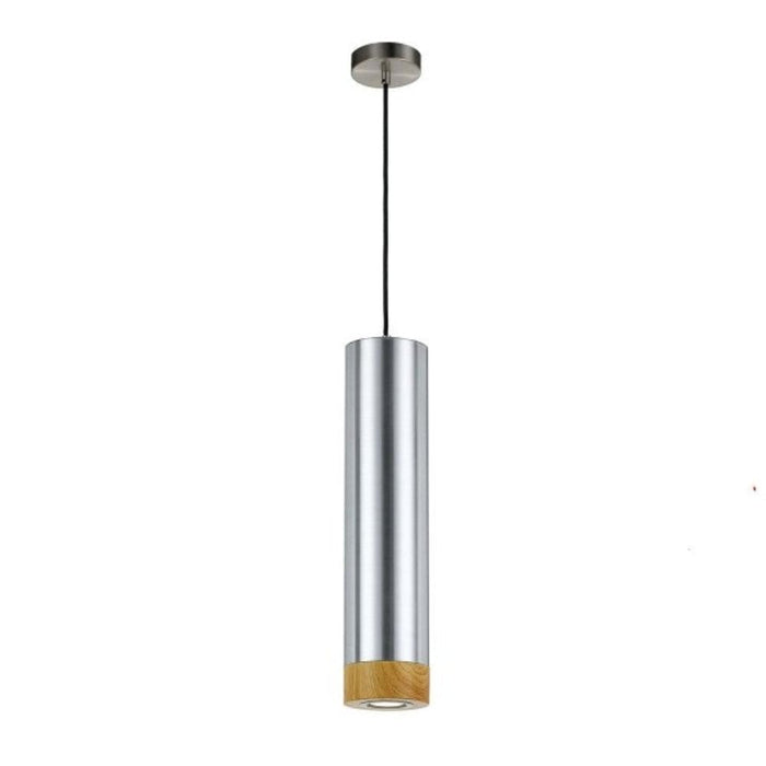 DAKOTA- Cylindrical Aluminium 5W LED Pendant With Oak Look Highlight - 3000K--telbix DAKOTA PE-ALOK