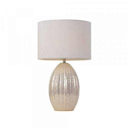 DARLA - Elegant White Pearl Base 1 Light Table Lamp Featuring White Shade Telbix