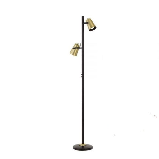 DENY - Modern Black 2 Light Floor Lamp With Brass Adjustable Heads Telbix