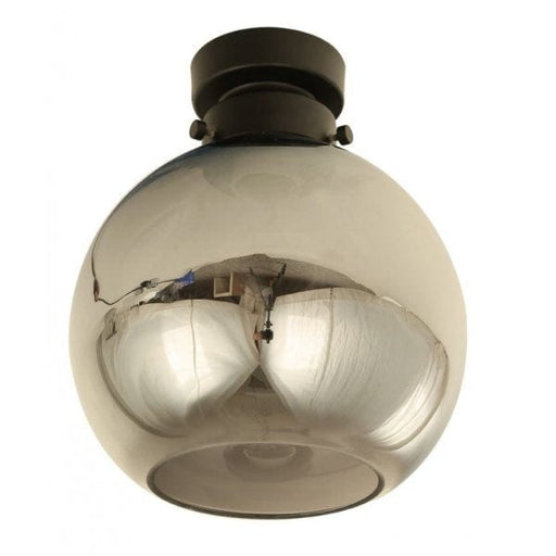 DIY Smoke Glass Sphere 200mm Diameter - 1 Light DIY Ceiling Fixture With Black Metalware CLA