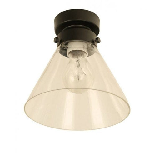 DIY Clear Small Glass Cone 180mm Diameter - 1 Light DIY Ceiling Fixture With Black Metalware CLA