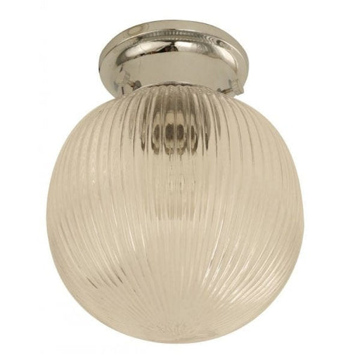 DIY Clear Ribbed Glass Sphere 200mm Diameter - 1 Light DIY Ceiling Fixture With Chrome Metalware CLA