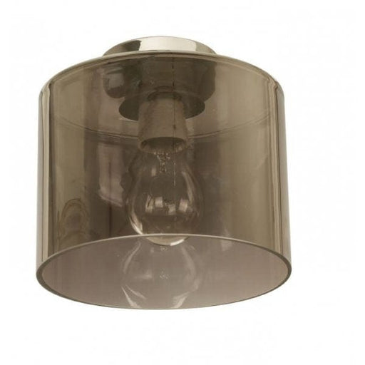 DIY Smoke Cylindrical Glass 180mm Diameter - 1 Light DIY Ceiling Fixture With Chrome Metalware CLA