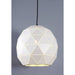 NEW - Elegant, White Metal Sphere 1 Light Pendant Featuring A Cut Triangular Look . Slight Pattern Variations May Occur. White Suspension Also Available. Econolight
