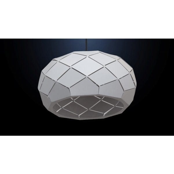 Elegant, White Metal Oval Sphere 1 Light Pendant Featuring A Cut Diamond Look . Slight Pattern Variations May Occur. White Suspension Also Available. Econolight