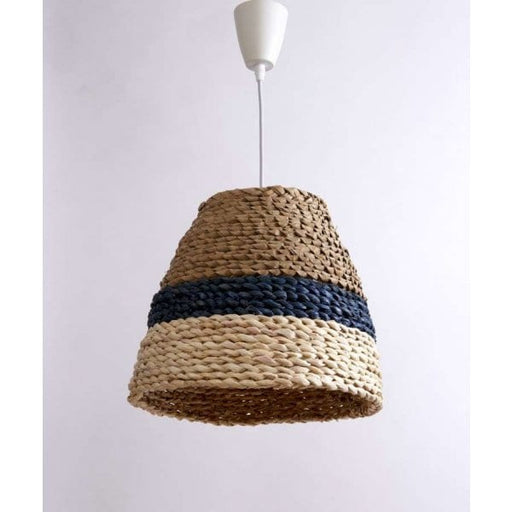 HAND CRAFTED - Elegant Hand Crafted 1 Light DIY Pendant Woven From Natural Renewable Plant Material Complete With White Suspension Econolight