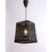 HAND CRAFTED - Stunning Hand Crafted Black Woven Square Shade 1 Light DIY Pendant Constructed Of Plaited Recycled Paper Material Complete With Black Suspension Econolight