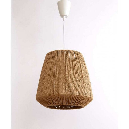 HAND CRAFTED - Stunning Hand Crafted Natural Woven Cone Shade 1 Light DIY Pendant Constructed Of Plaited Recycled Paper Material Complete With White Suspension Econolight